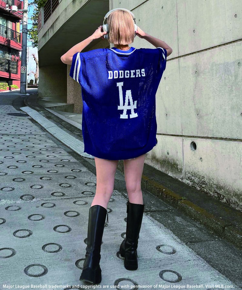 【MLB】バックロゴメッシュポロジャガードニット ホワイト F