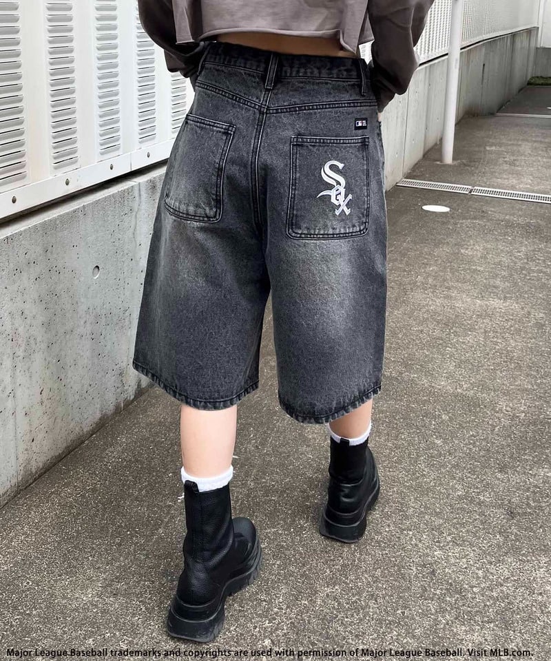 【MLB】ハーフデニム デニムブルー F