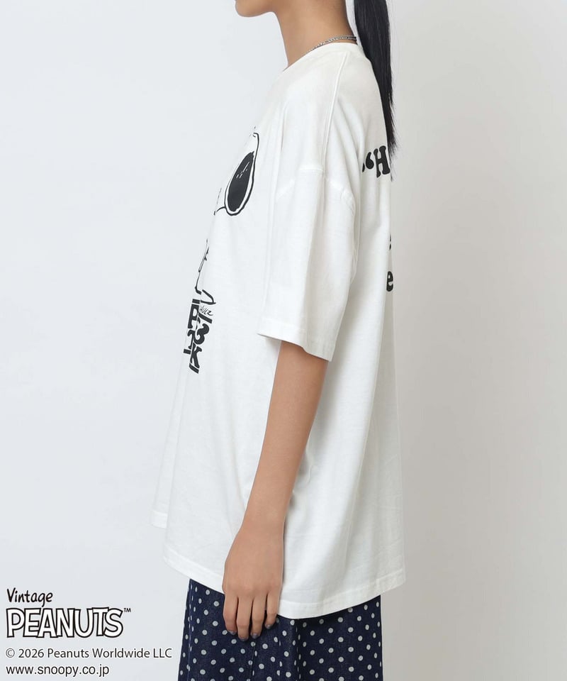 【PEANUTS/SNOOPY&WOODSTOCK】スヌーピー＆ウッドストックＴシャツ ホワイト F