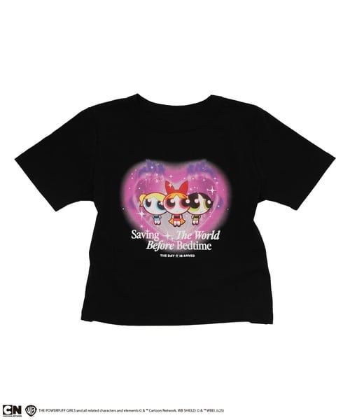 【THE POWERPUFF GIRLS/パワーパフ ガールズ】ショート丈Tシャツ ピンク F