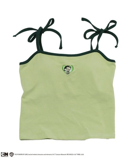 【THE POWERPUFF GIRLS/パワーパフ ガールズ】肩リボンワンポイント刺繍キャミソール レッド F