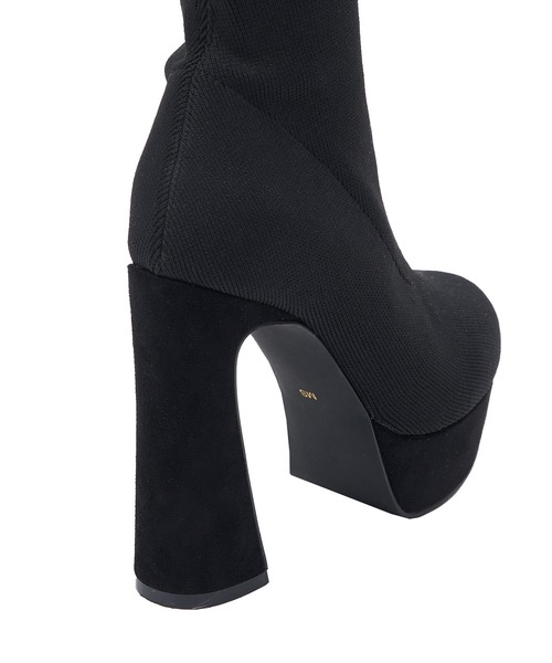 【丈が選べる SHORT】美脚ニーハイブーツ ブラック S