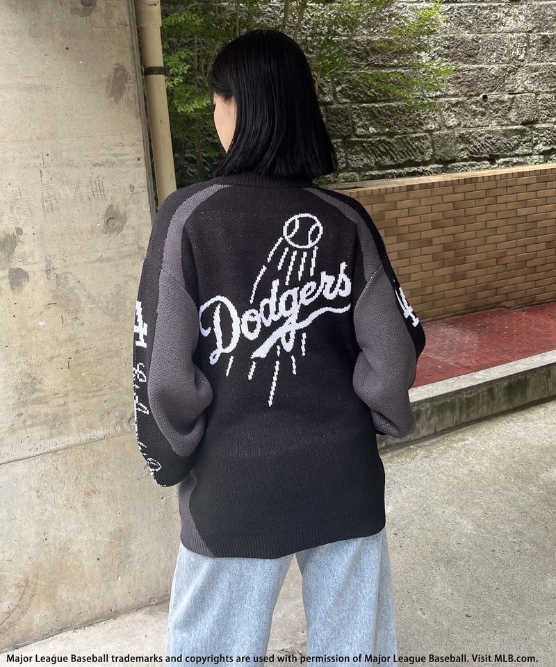 【MLB】ダブルZIPロゴニットカーデ ブルー F