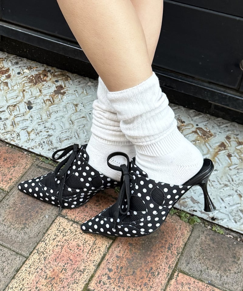 ポインテッドスニーカーミュール カーキ系 M