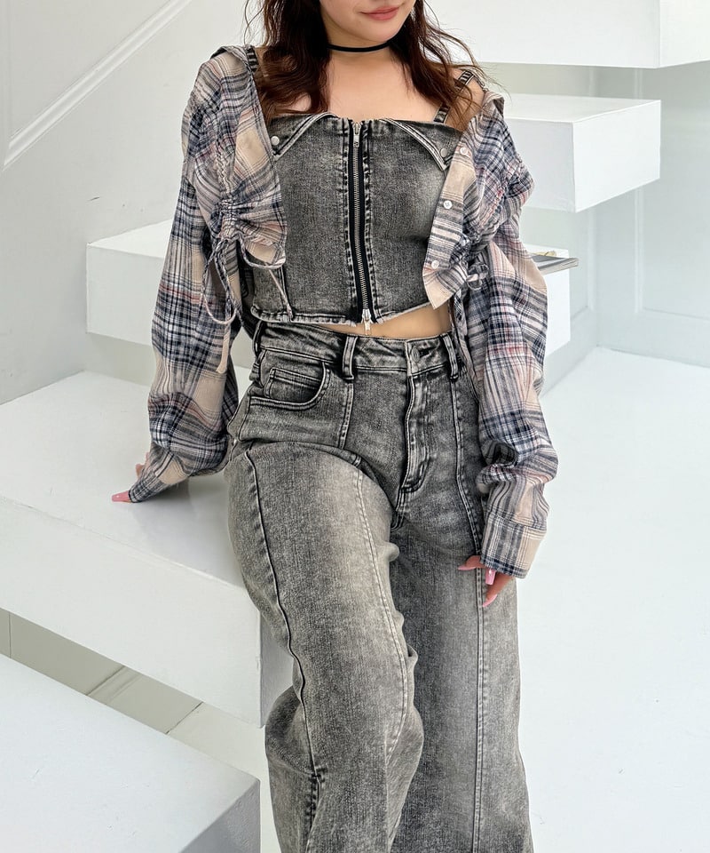 デニムビスチェセットアップ デニムブルー S