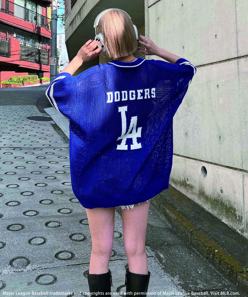 【MLB】バックロゴメッシュポロジャガードニット ホワイト F