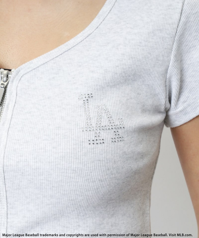 【MLB】ZIPロゴリブトップス ピンク F