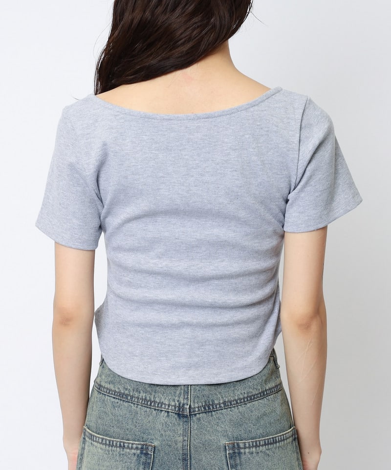 ドット柄チョーカーレイヤードトップス グレー F