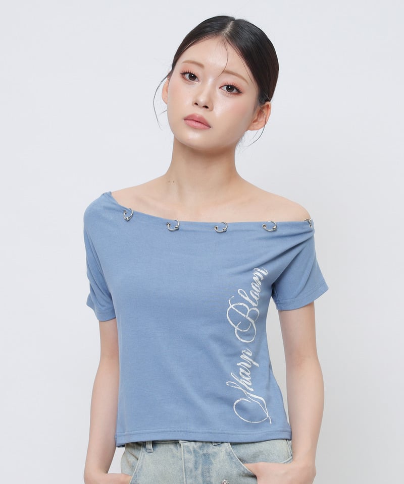 ワンショルフープピアスＴシャツ ホワイト F
