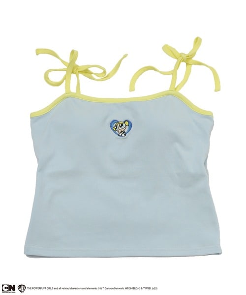 【THE POWERPUFF GIRLS/パワーパフ ガールズ】肩リボンワンポイント刺繍キャミソール レッド F