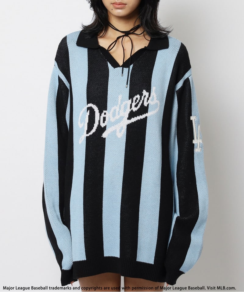 【MLB】ユニフォーム風オーバーニット レッド系 F