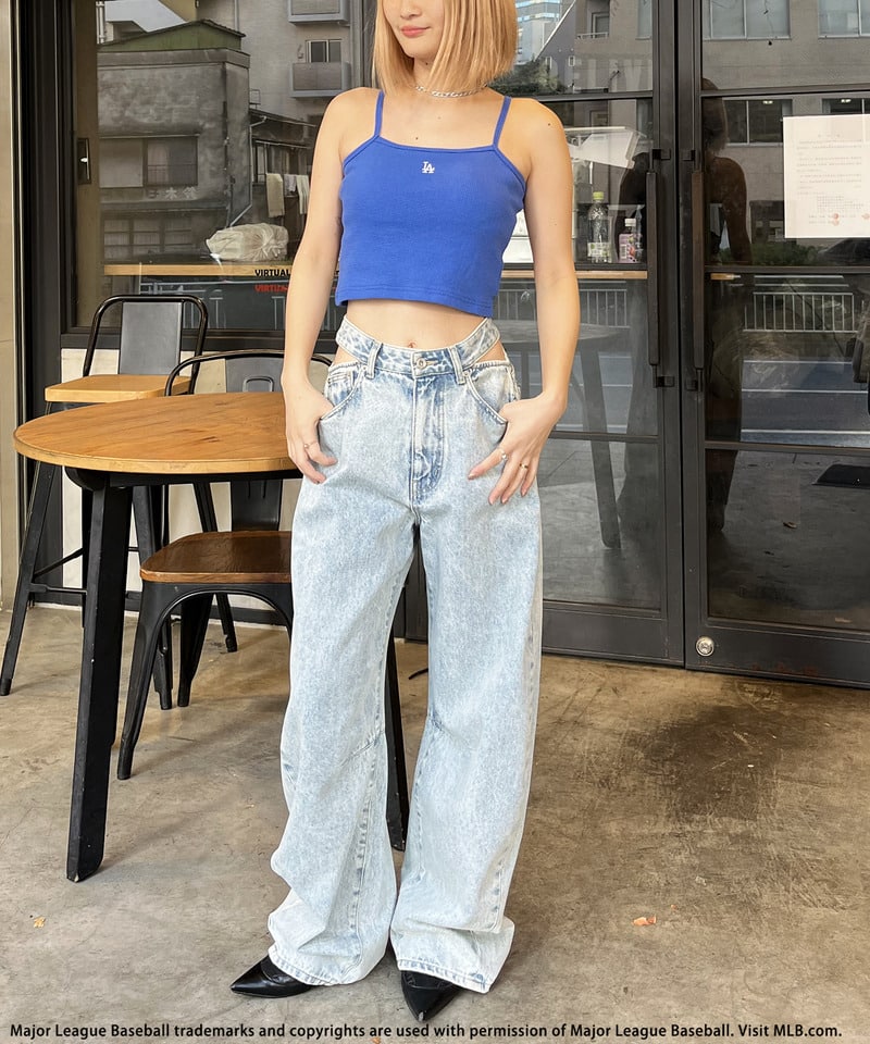 【MLB】カップ付きワンポイントロゴサーマルキャミソール ピンク F