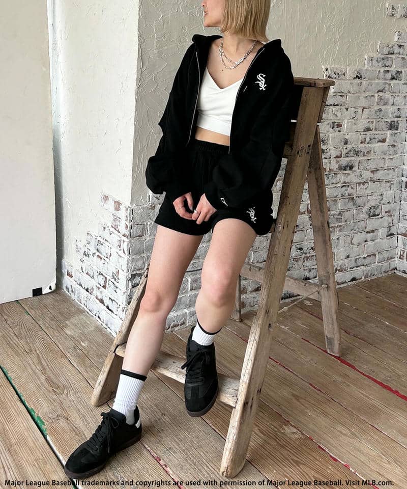 【MLB】ZIPロゴフーディーセットアップ ピンク F