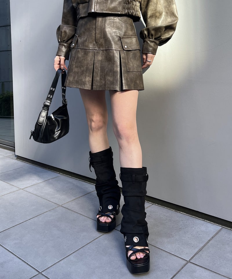 合皮プリーツスカート オフホワイト F