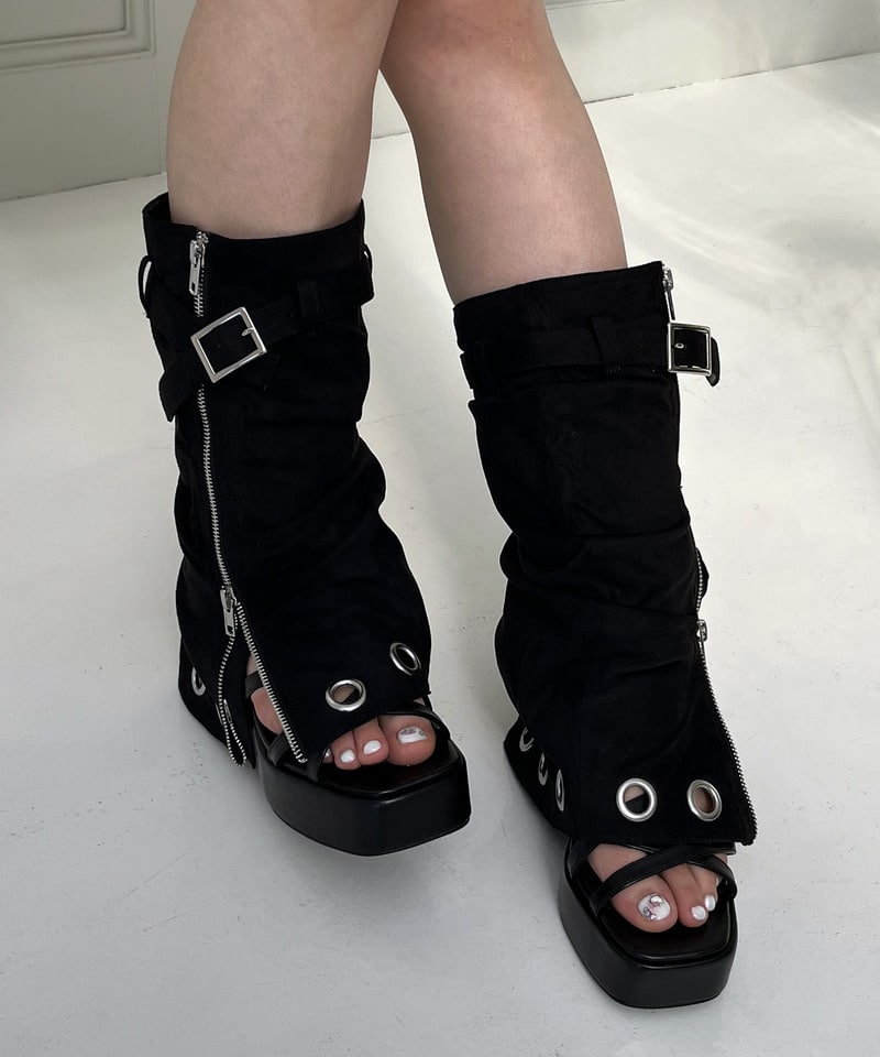 2WAY厚底サンダルカバーブーツ ブラック M