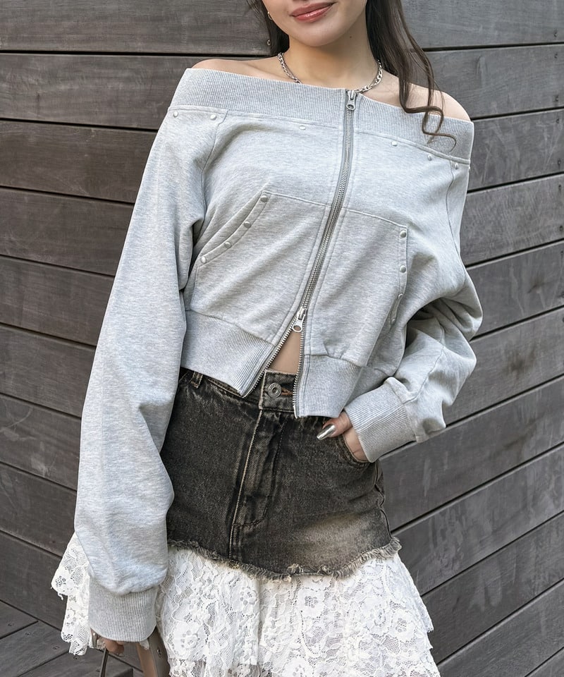 フロストオフショルトップス ブラック F