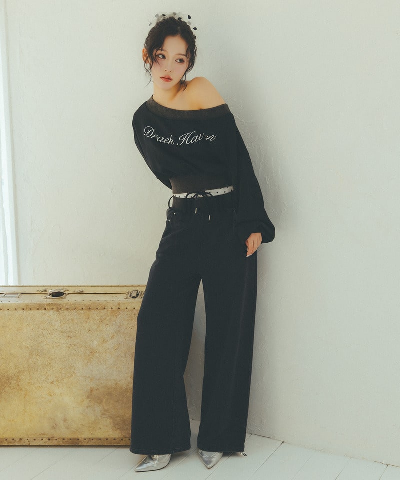 【SET UP対応】ロゴ刺しゅうワンショルダートップス グレー F