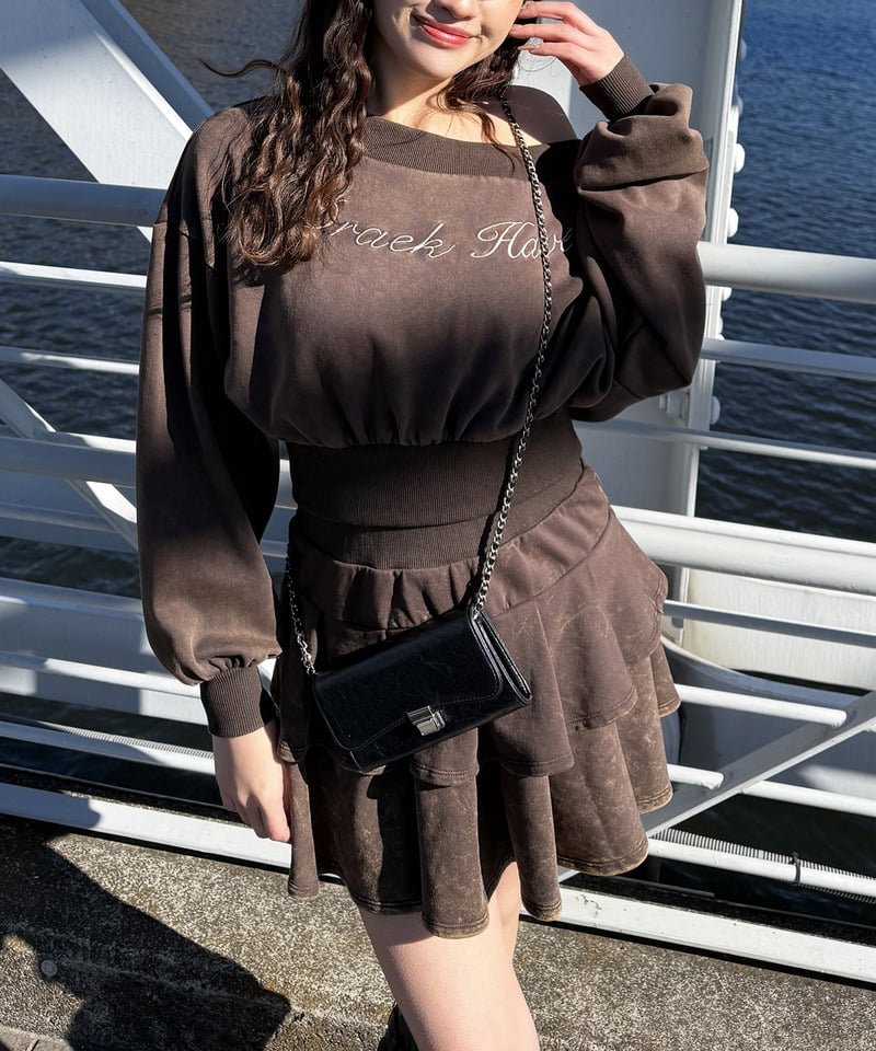 【SET UP対応】ティアードミニスカート グレー F