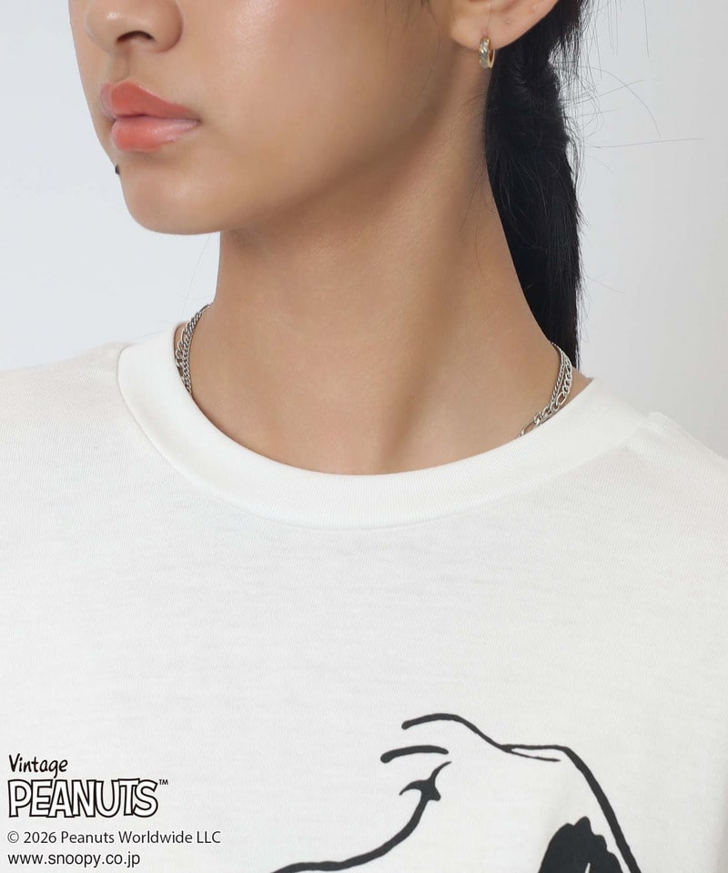 【PEANUTS/SNOOPY&WOODSTOCK】スヌーピー＆ウッドストックＴシャツ ホワイト F