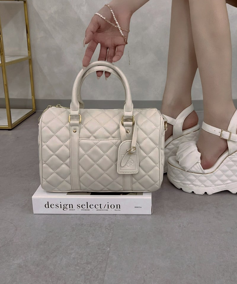 【公式通販限定カラーあり】キルティングボストンミニBAG オフホワイト F