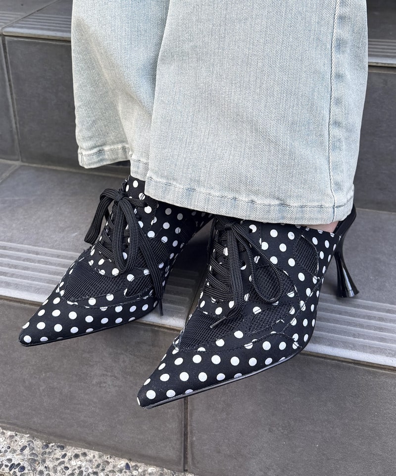 ポインテッドスニーカーミュール カーキ系 M