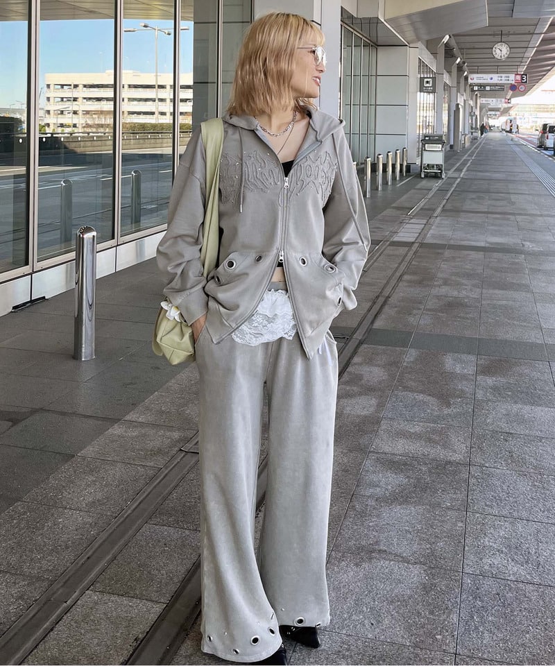 アイレットスウェットパンツ ブラック F