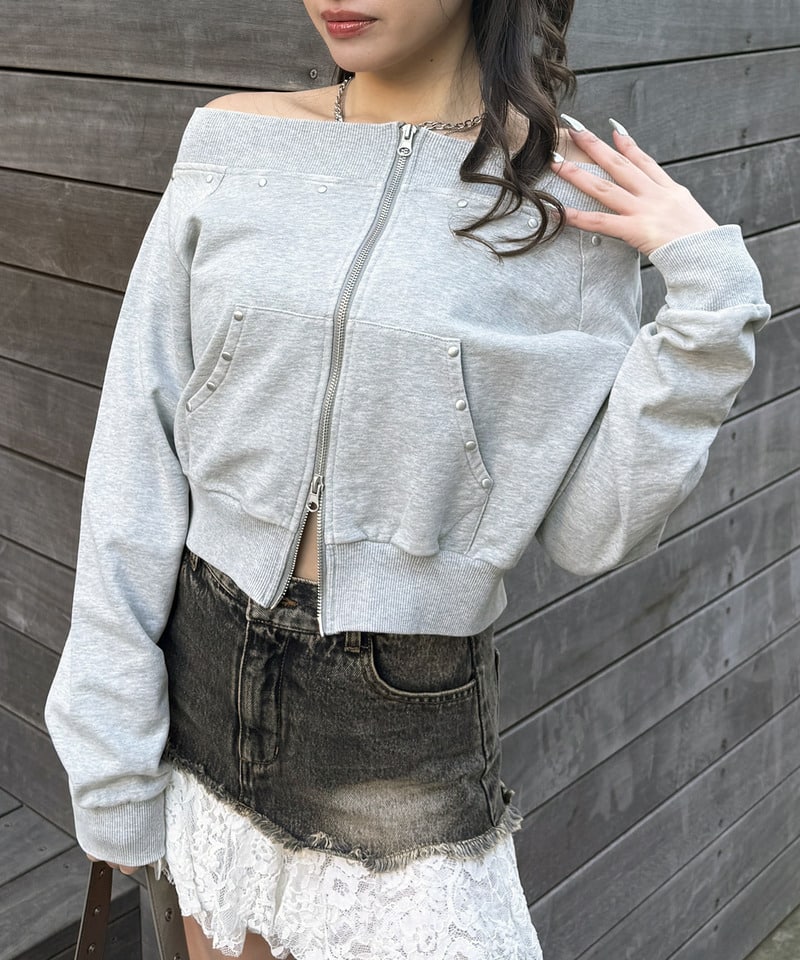 フロストオフショルトップス ブラック F