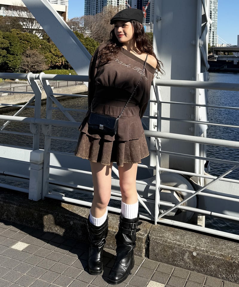 【SET UP対応】ティアードミニスカート グレー F