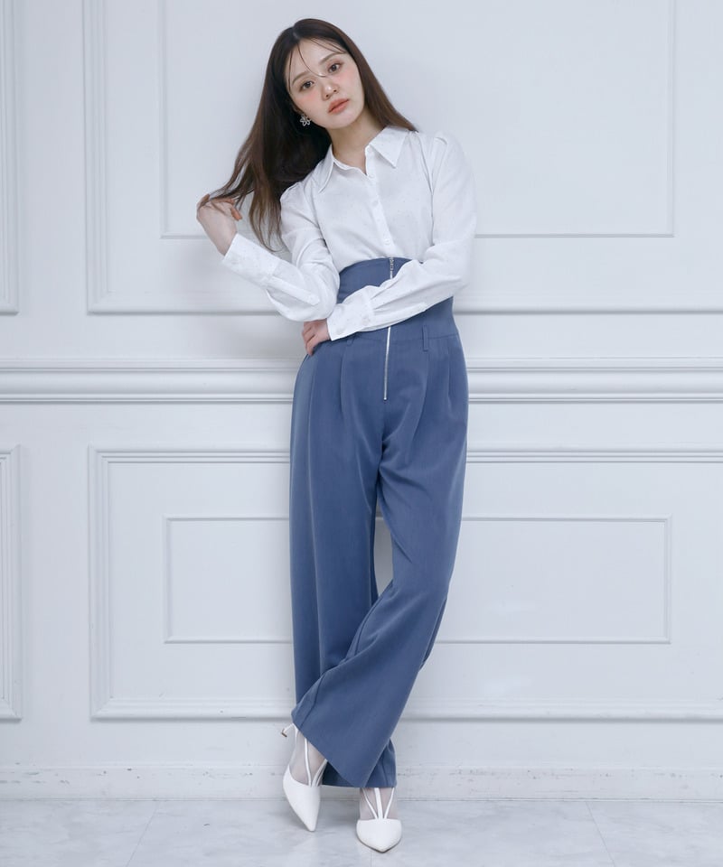 キラキララインストーンシャツ ストライプ F