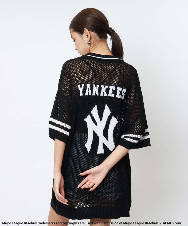 【MLB】バックロゴメッシュポロジャガードニット ホワイト F