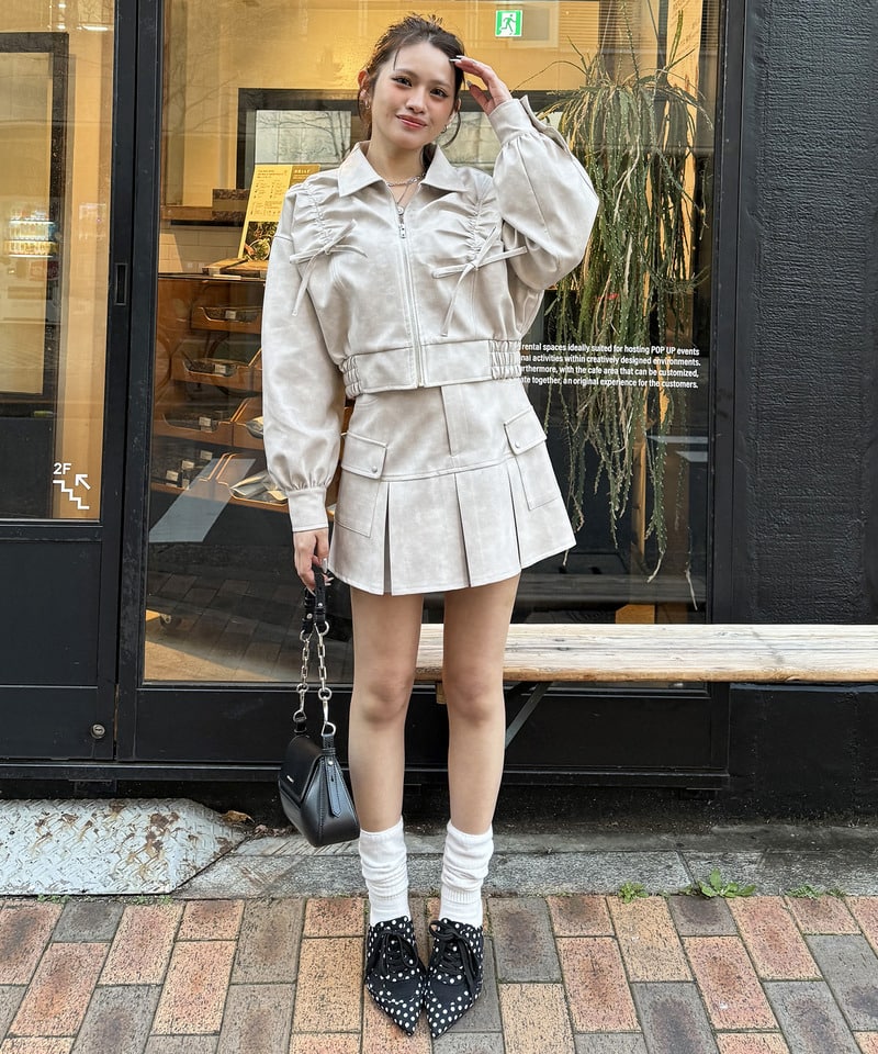 ポインテッドスニーカーミュール カーキ系 M