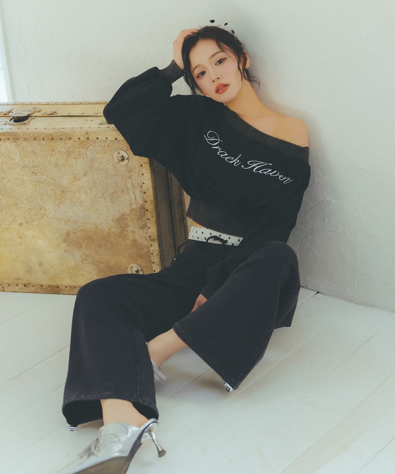 【SET UP対応】ウエストデザインバックロゴ刺しゅうパンツ グレー F