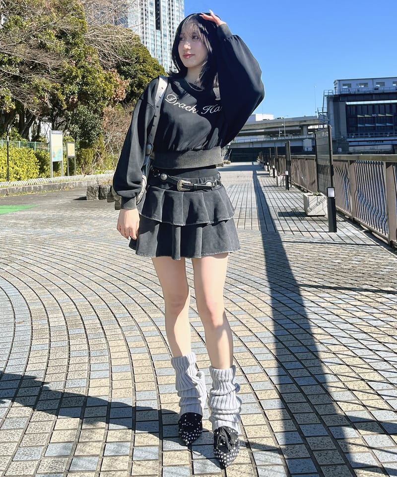 【SET UP対応】ティアードミニスカート グレー F