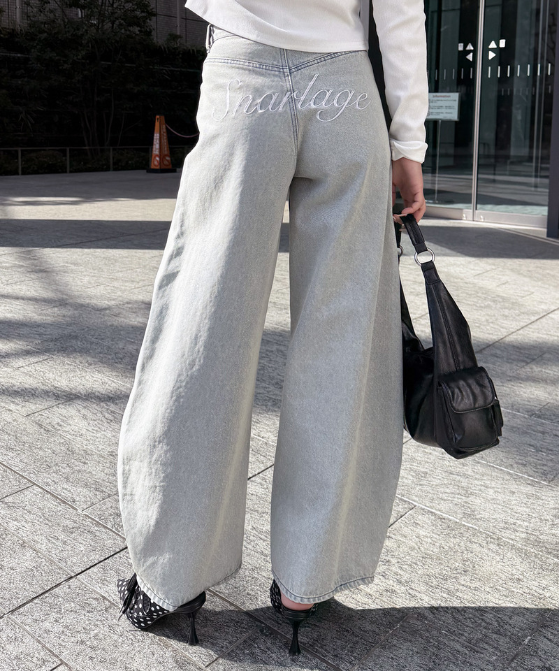 ドット柄バレルレッグパンツ ドット柄 S