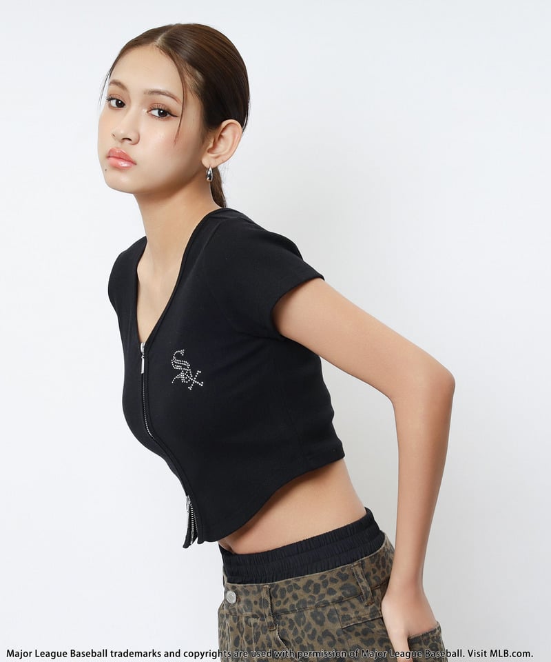 【MLB】ZIPロゴリブトップス ピンク F