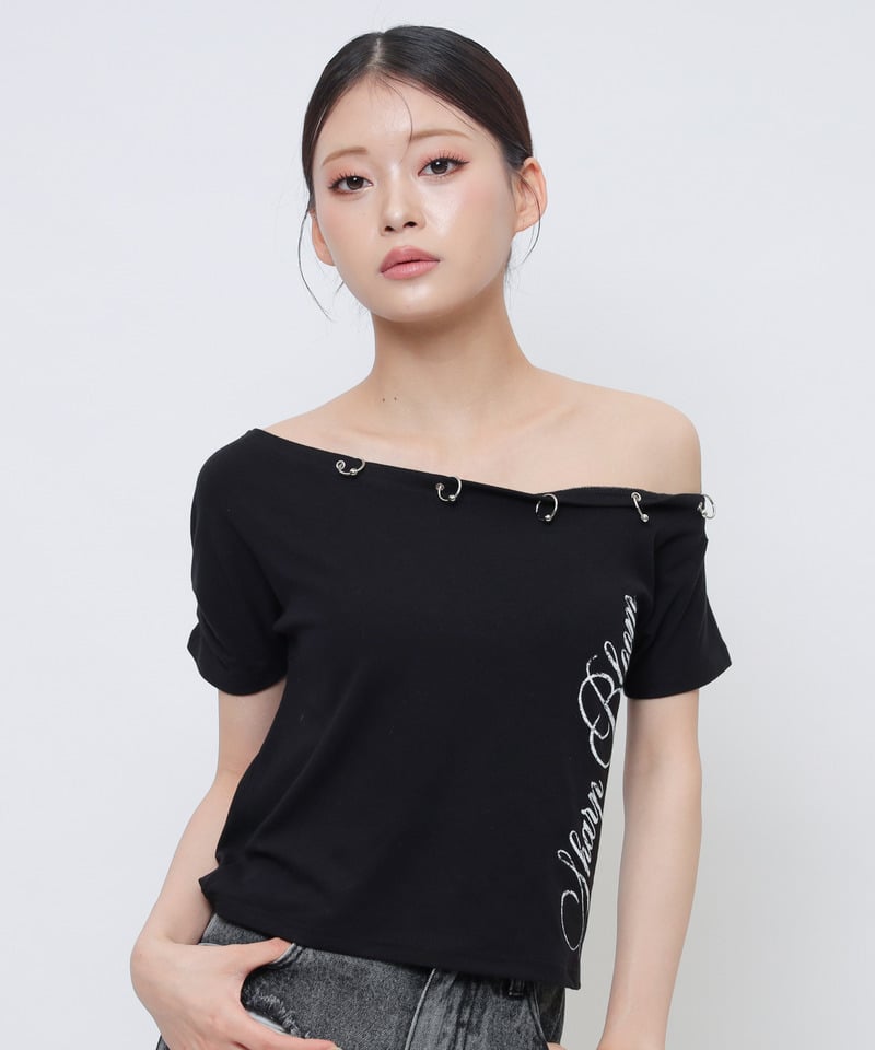 ワンショルフープピアスＴシャツ ホワイト F