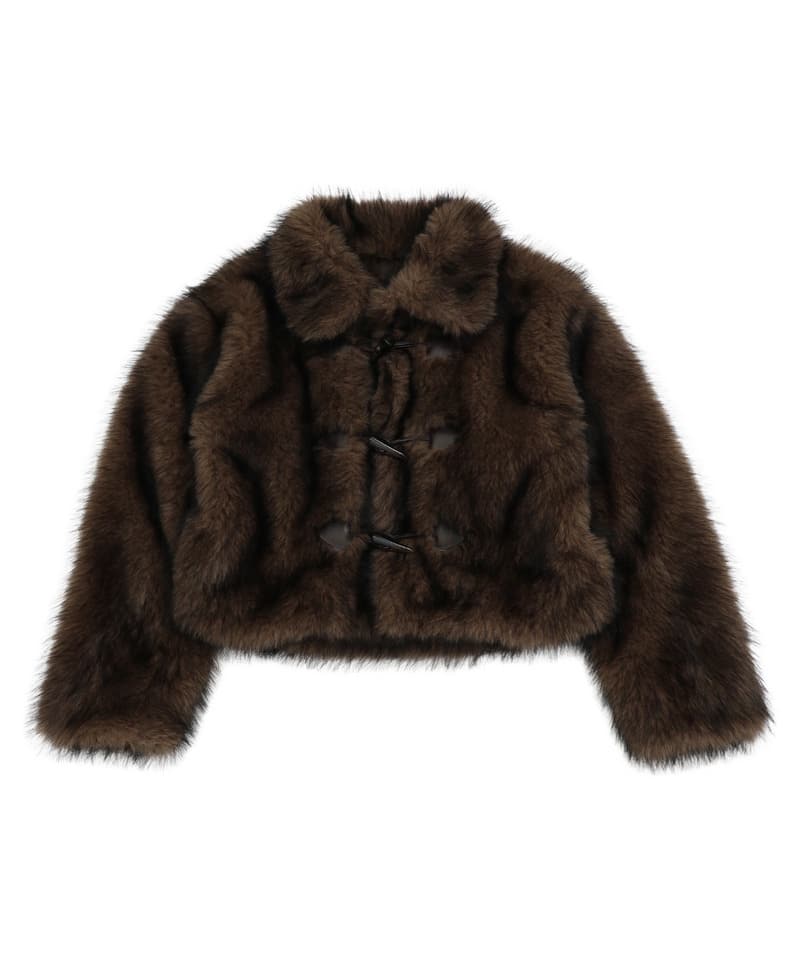 ファーダッフルショートコート グレー F