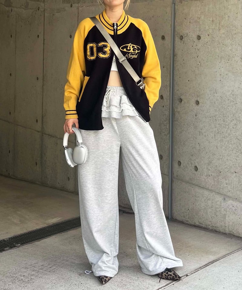 【iScreamコラボ】ナンバリングZIPニットカーディガン レッド F