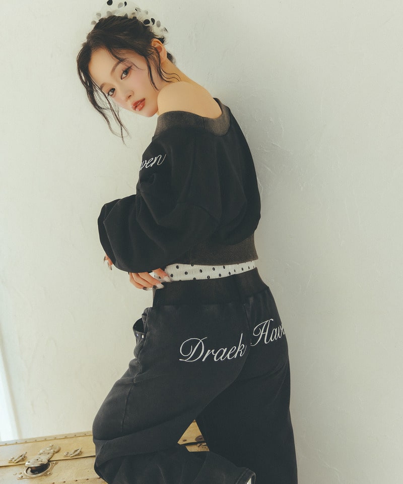 【SET UP対応】ウエストデザインバックロゴ刺しゅうパンツ グレー F