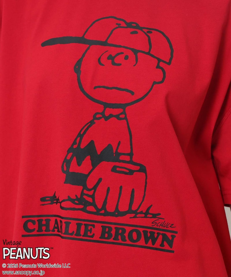 【PEANUTS/CHARIE BROWN】チャーリーブラウンＴシャツ レッド F