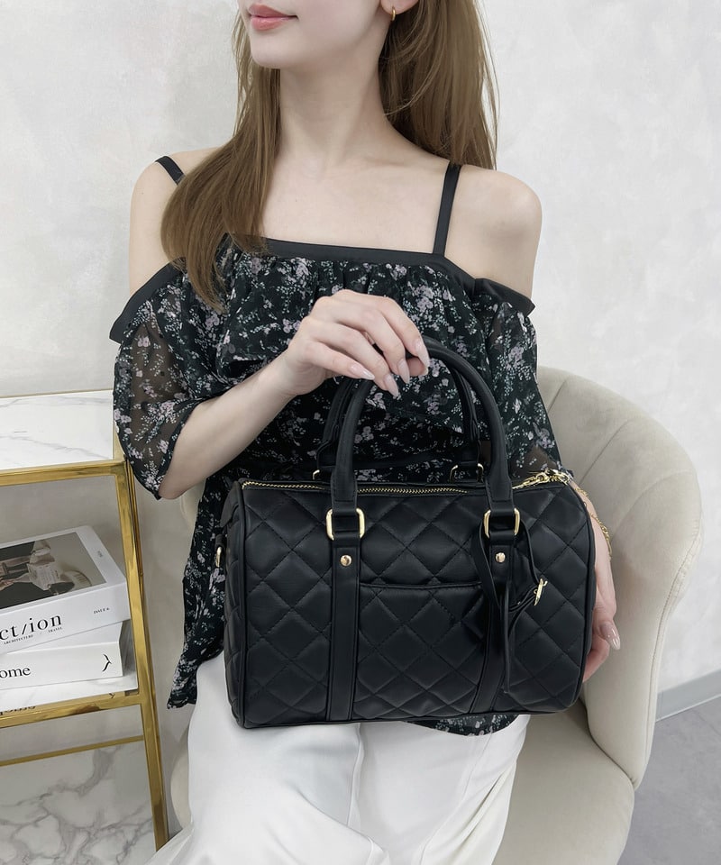 【公式通販限定カラーあり】キルティングボストンミニBAG オフホワイト F