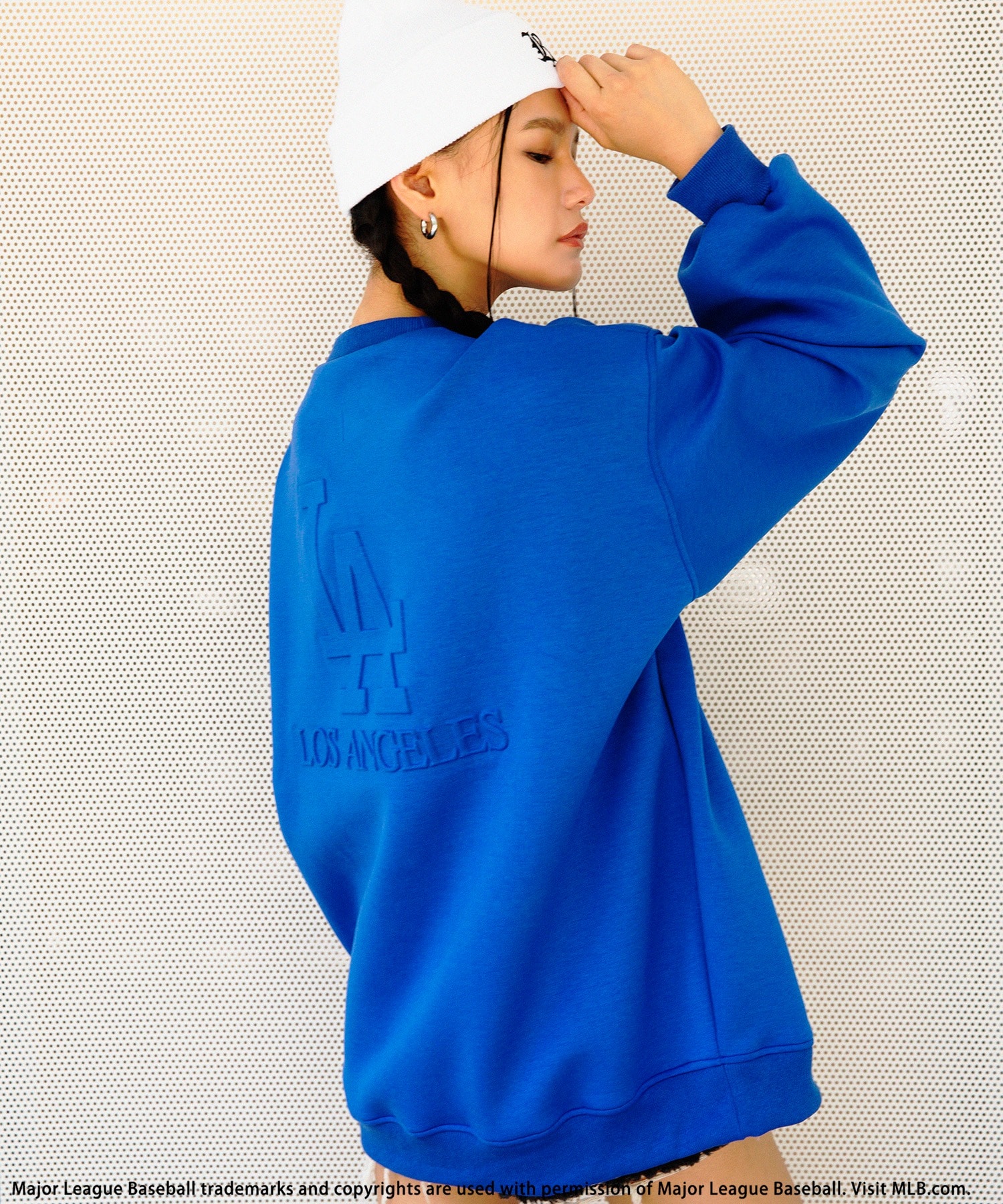 【MLB】エンボスビッグロゴワンピース ブルー F