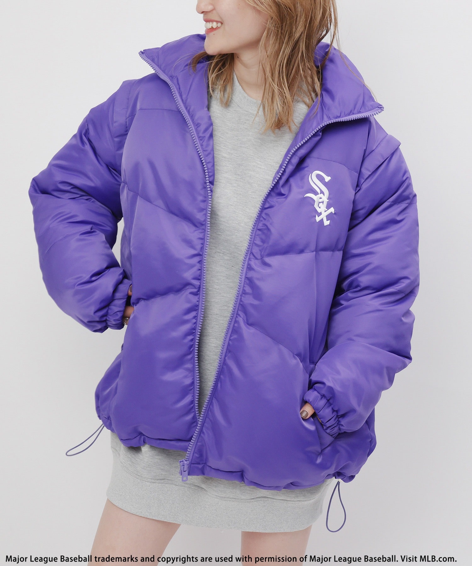 【MLB】2WAYロゴパファージャケット パープル F