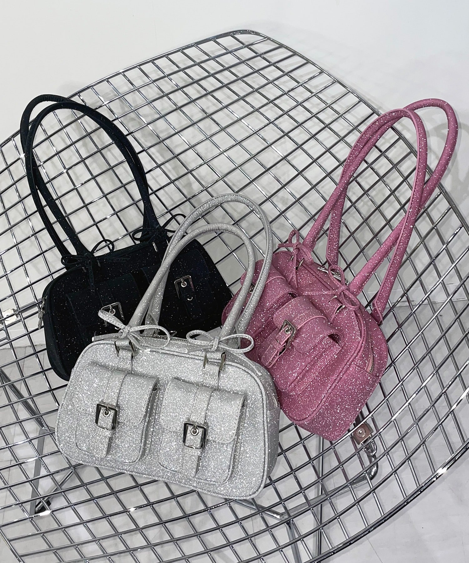 グリッターラメバックルデザインBAG(F シルバー)｜ スパイラル