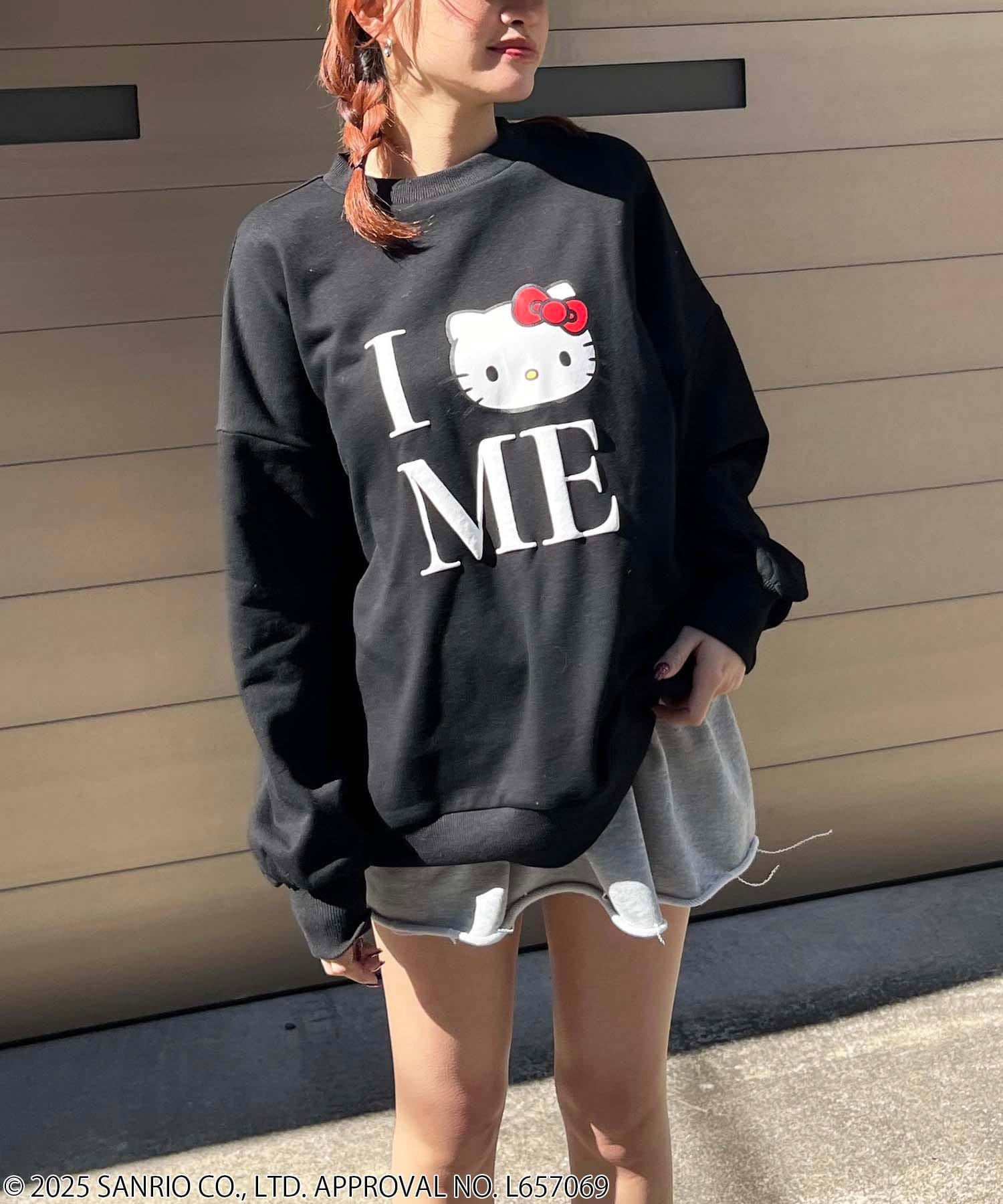 【Sanrio characters/サンリオキャラクターズ】I LOVEハローキティスウェットプルオーバー ブラック F