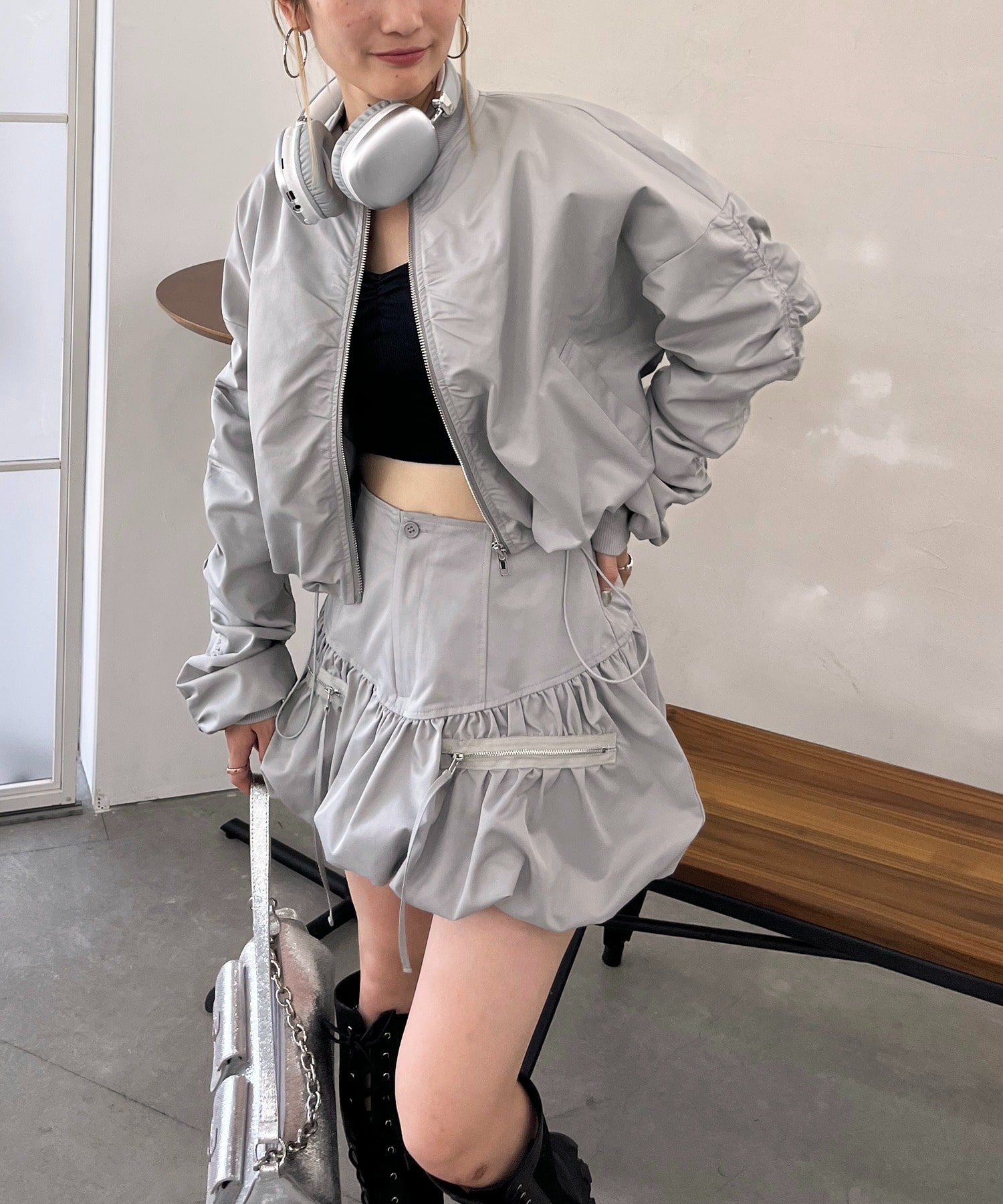袖ギャザーブルゾン グレー F