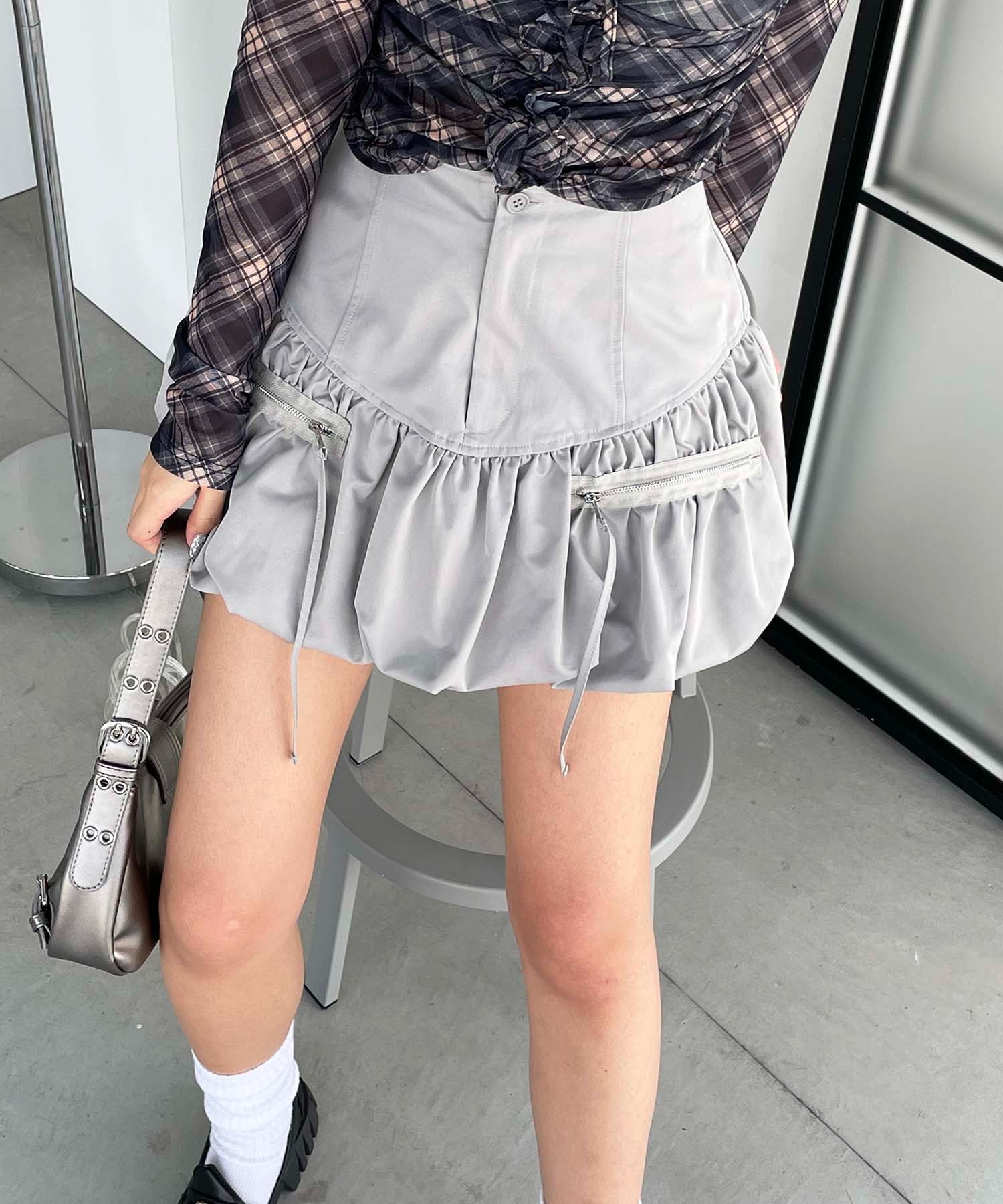 ポケットリボンバルーンスカート グレー F