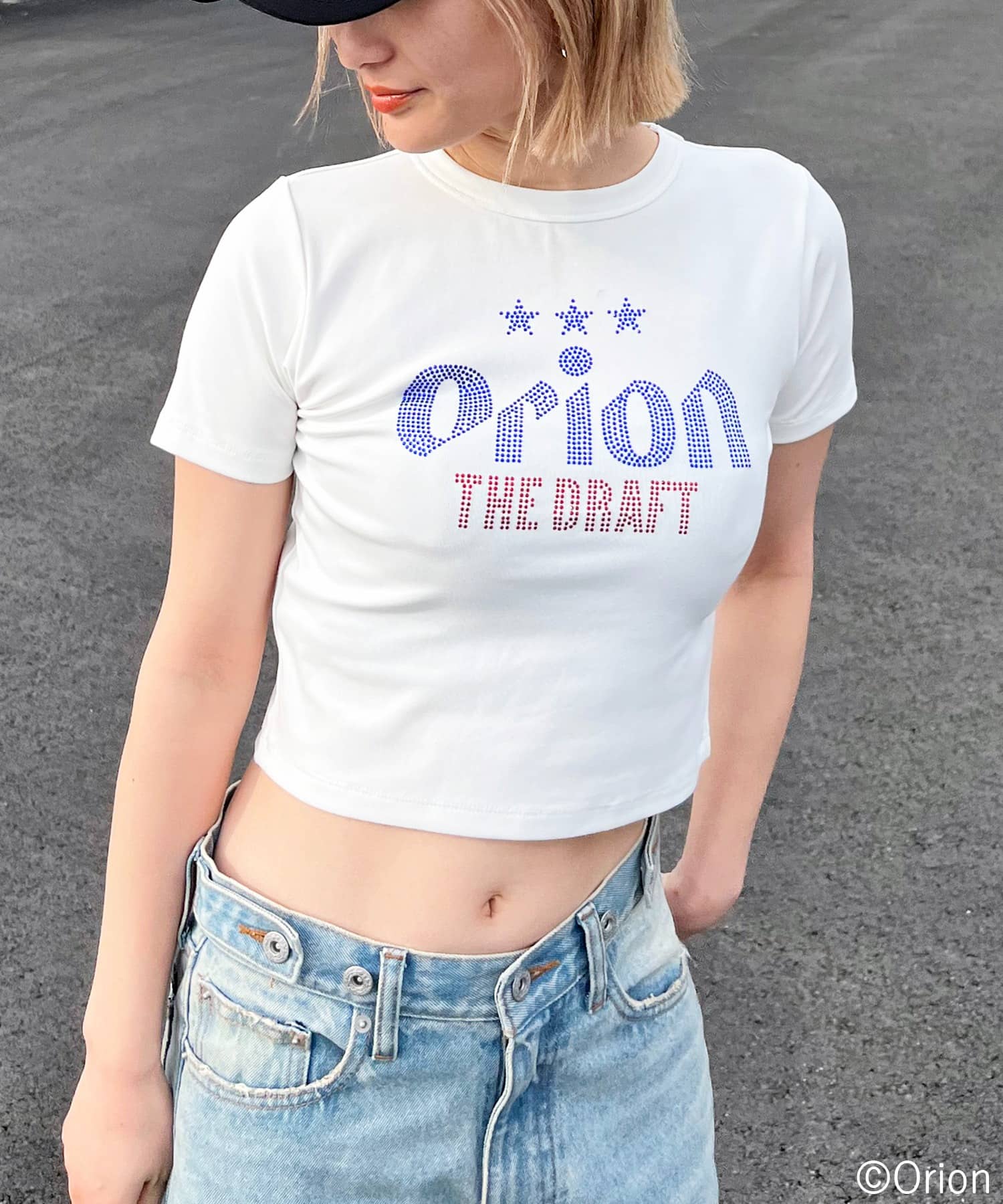 【Orion/オリオン】ラインストーンちびTシャツ ホワイト F