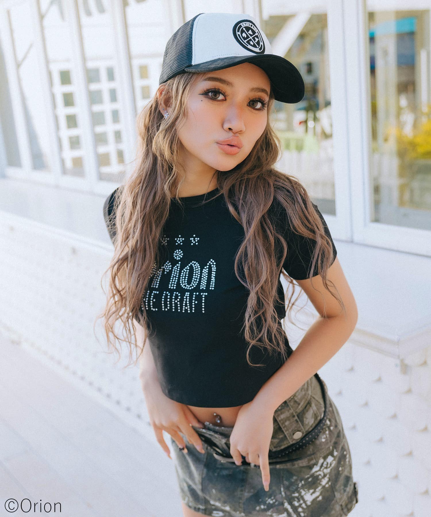 【Orion/オリオン】ラインストーンちびTシャツ ブラック F