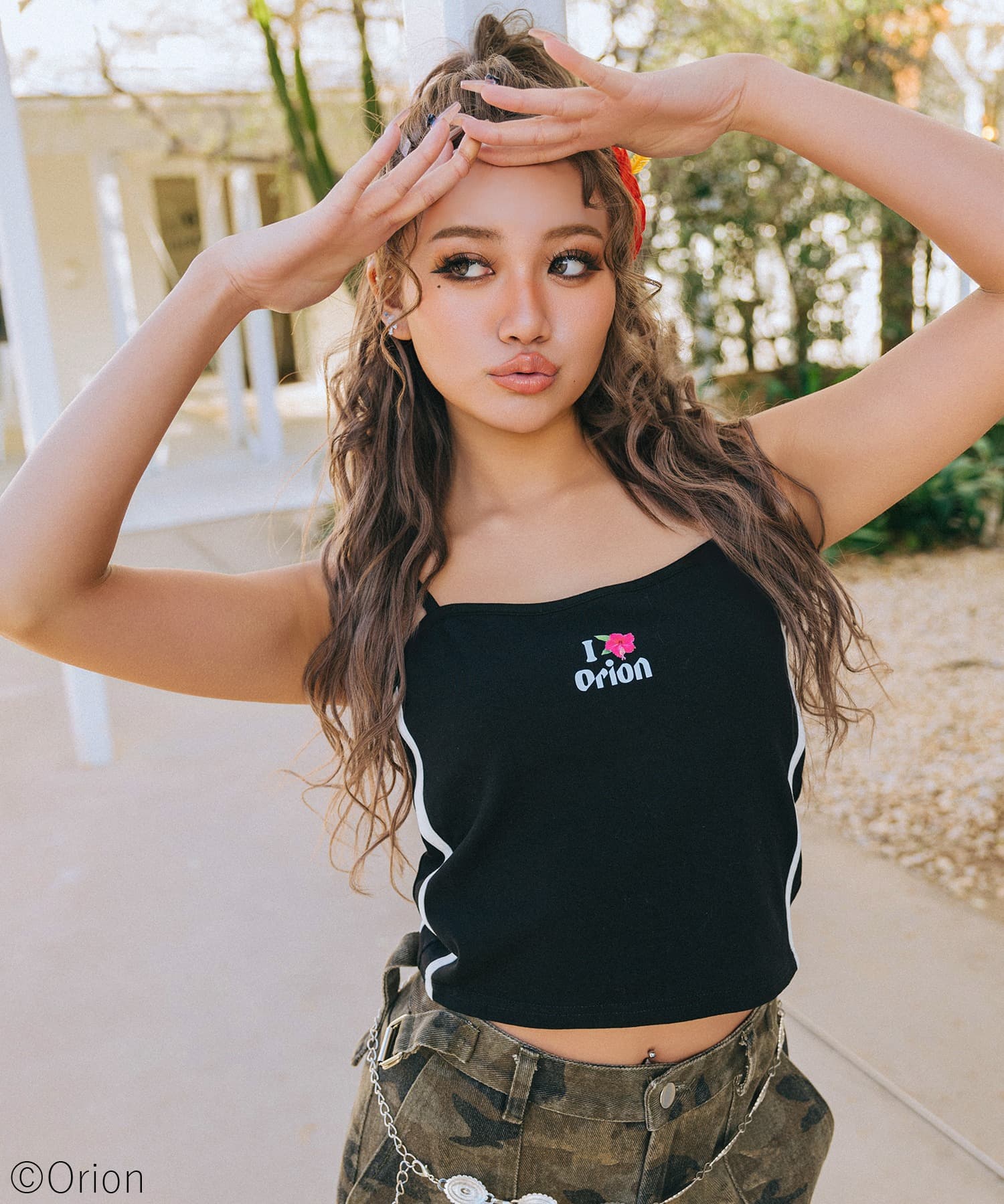 【Orion/オリオン】サイドラインワンポイントキャミソール ブラック F